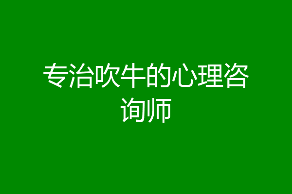 专治吹牛的心理咨询师
