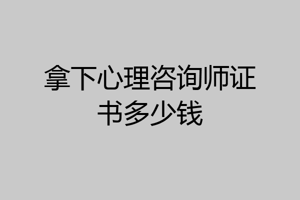 拿下心理咨询师证书多少钱