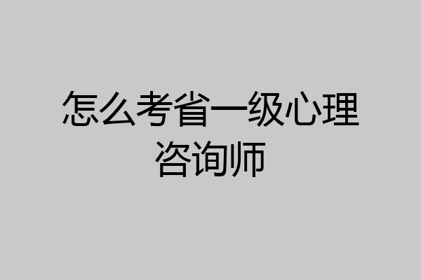 怎么考省一级心理咨询师