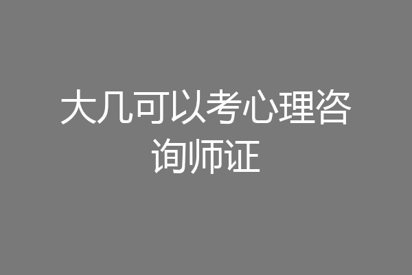 大几可以考心理咨询师证