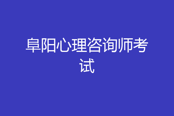 阜阳心理咨询师考试