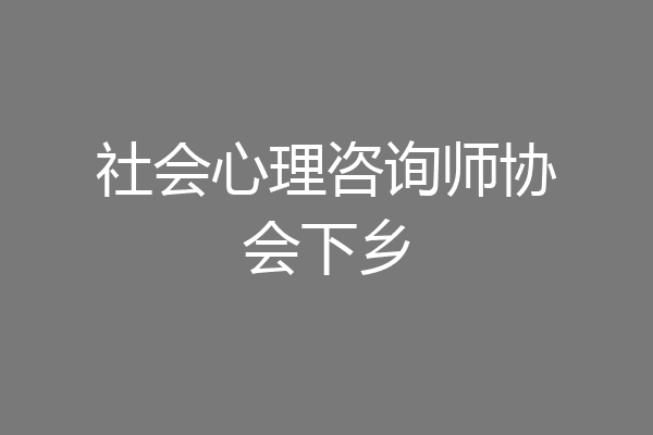 社会心理咨询师协会下乡