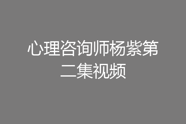 心理咨询师杨紫第二集视频