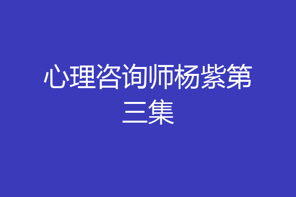 心理咨询师杨紫第三集