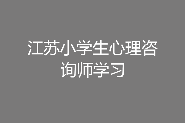 江苏小学生心理咨询师学习