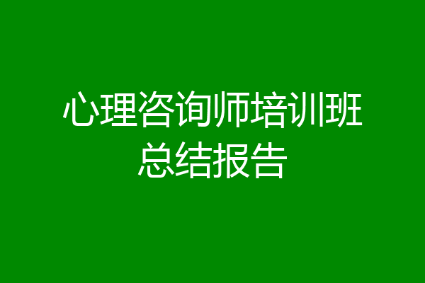心理咨询师培训班总结报告