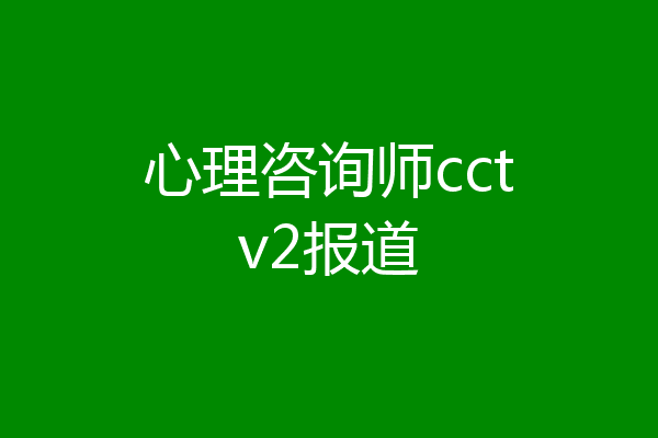 心理咨询师cctv2报道