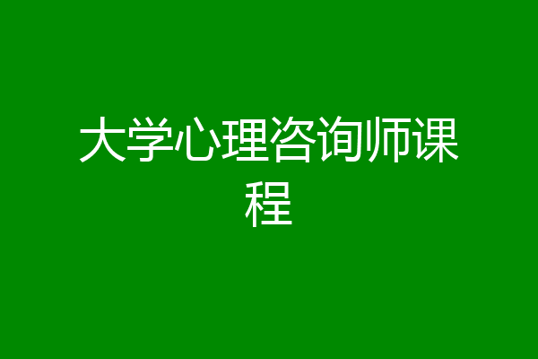 大学心理咨询师课程