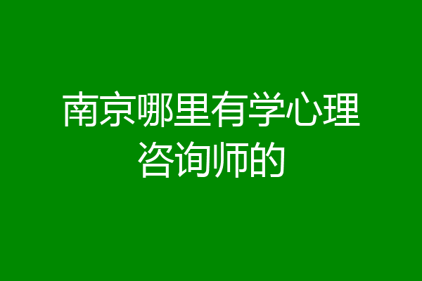 南京哪里有学心理咨询师的