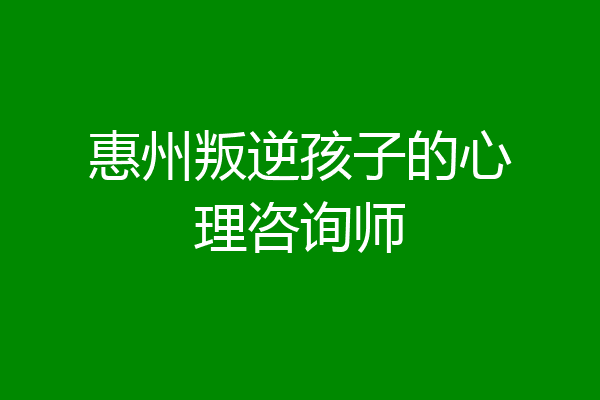 惠州叛逆孩子的心理咨询师