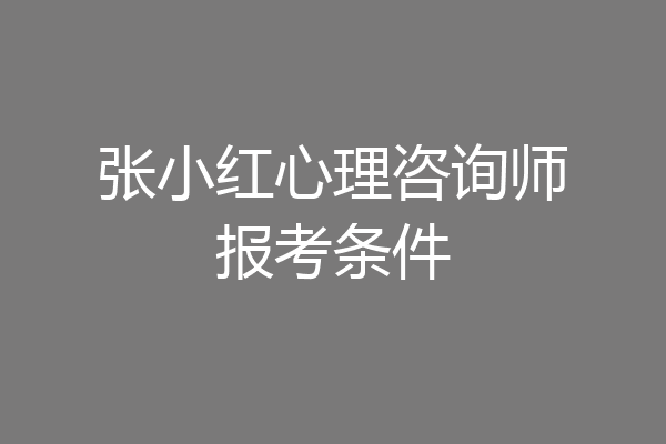 张小红心理咨询师报考条件