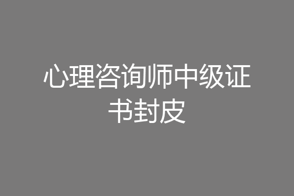 心理咨询师中级证书封皮