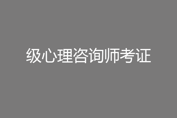 级心理咨询师考证