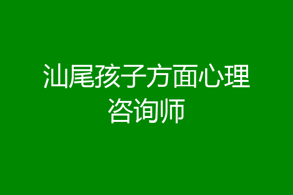 汕尾孩子方面心理咨询师