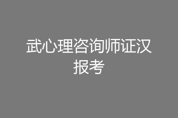 武心理咨询师证汉报考