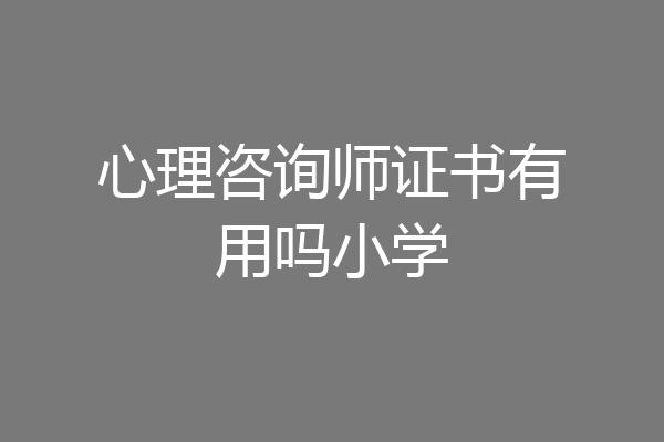 心理咨询师证书有用吗小学