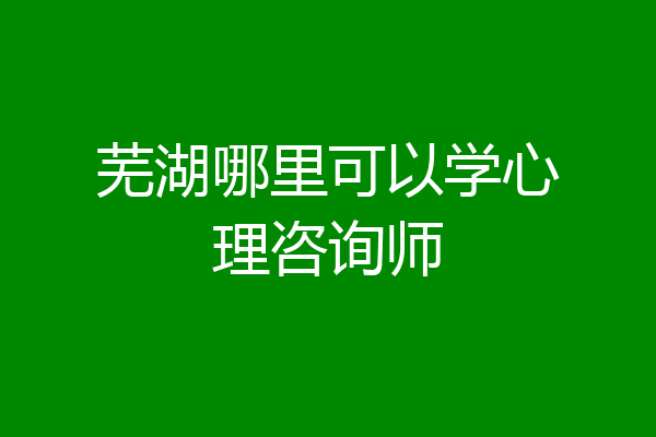 芜湖哪里可以学心理咨询师