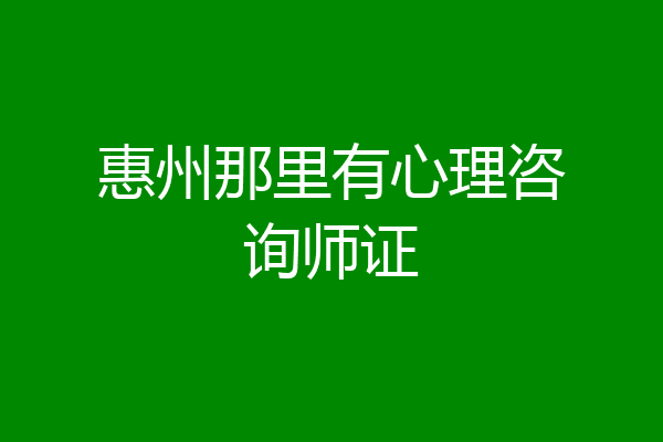惠州那里有心理咨询师证