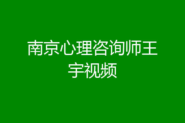 南京心理咨询师王宇视频