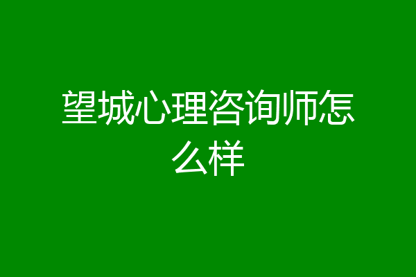 望城心理咨询师怎么样