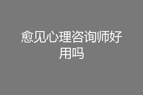 愈见心理咨询师好用吗