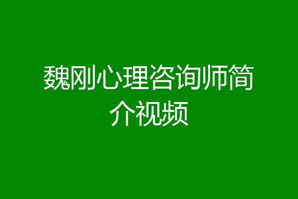 魏刚心理咨询师简介视频