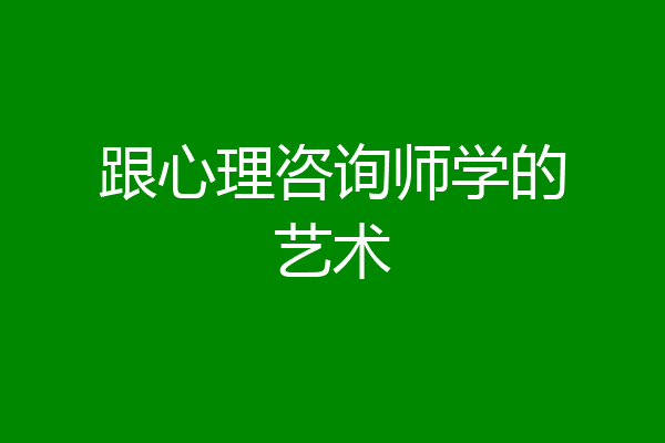 跟心理咨询师学的艺术