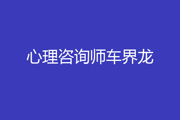 心理咨询师车界龙
