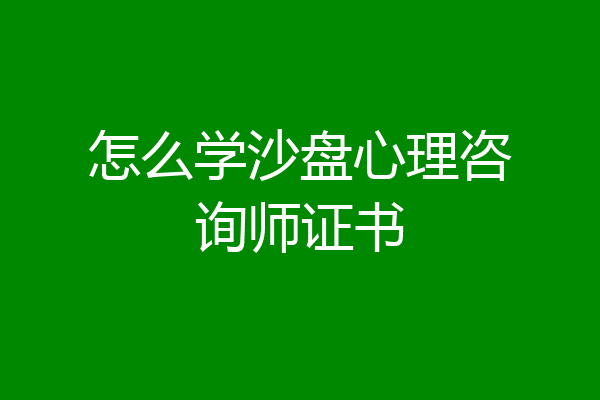 怎么学沙盘心理咨询师证书
