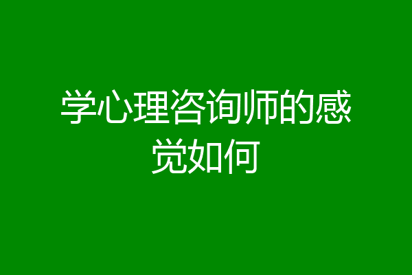 学心理咨询师的感觉如何