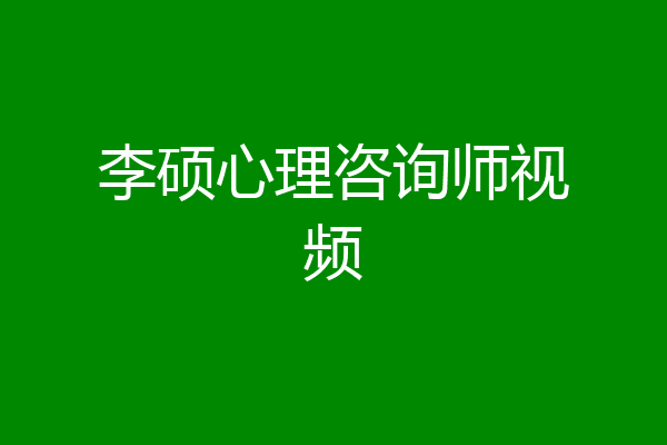 李硕心理咨询师视频