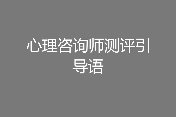 心理咨询师测评引导语