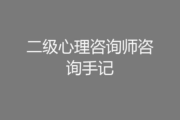 二级心理咨询师咨询手记