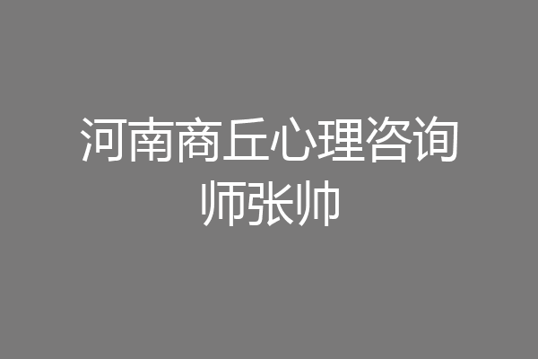 河南商丘心理咨询师张帅