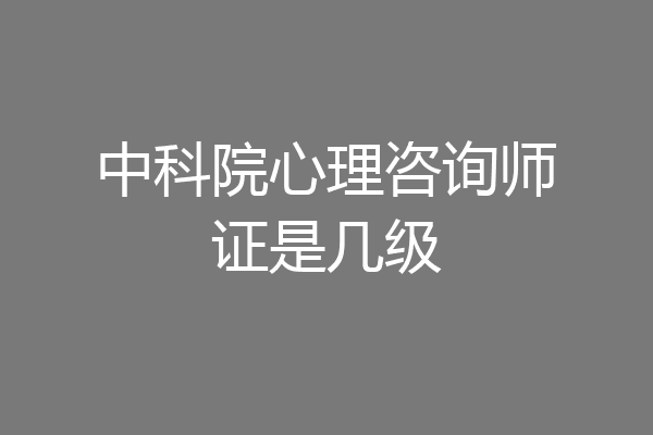 中科院心理咨询师证是几级