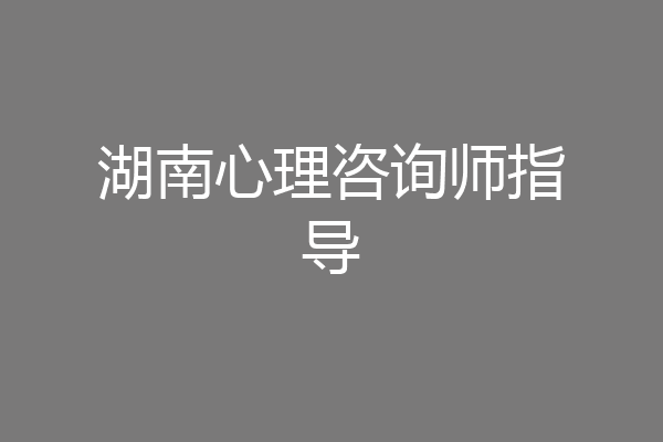 湖南心理咨询师指导
