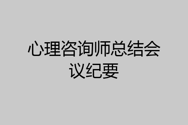 心理咨询师总结会议纪要