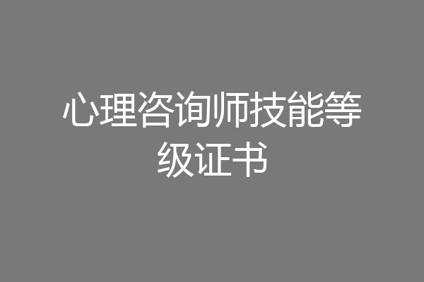 心理咨询师技能等级证书