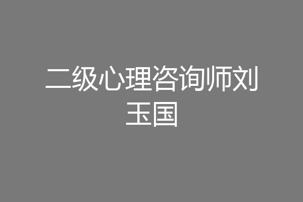 二级心理咨询师刘玉国