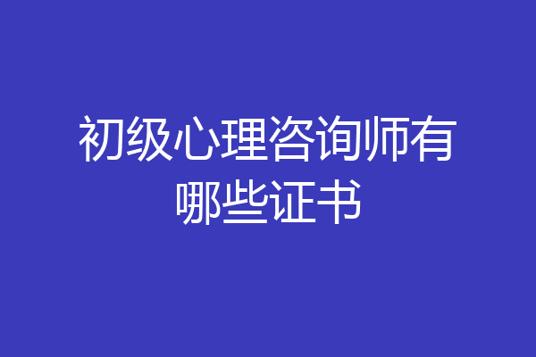 初级心理咨询师有哪些证书