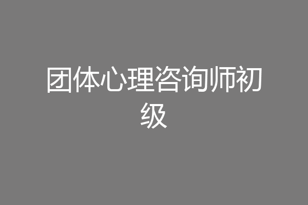团体心理咨询师初级