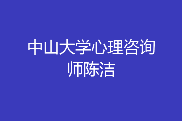 中山大学心理咨询师陈洁