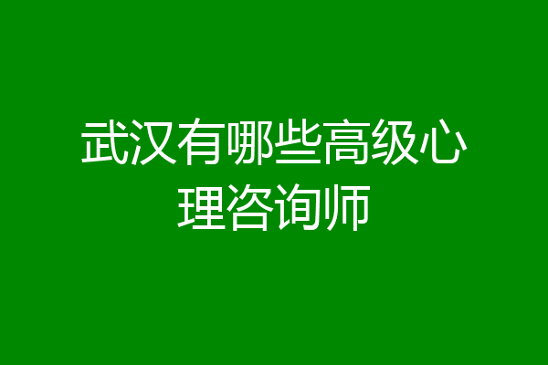 武汉有哪些高级心理咨询师