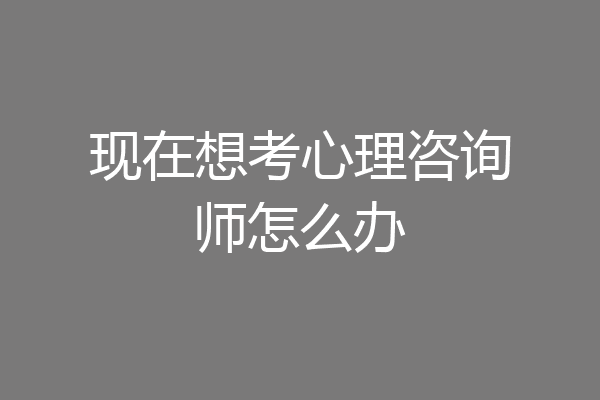 现在想考心理咨询师怎么办