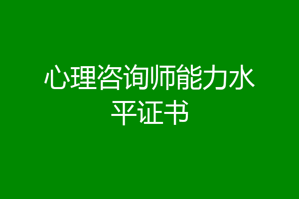 心理咨询师能力水平证书