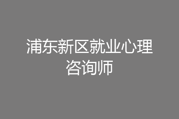 浦东新区就业心理咨询师
