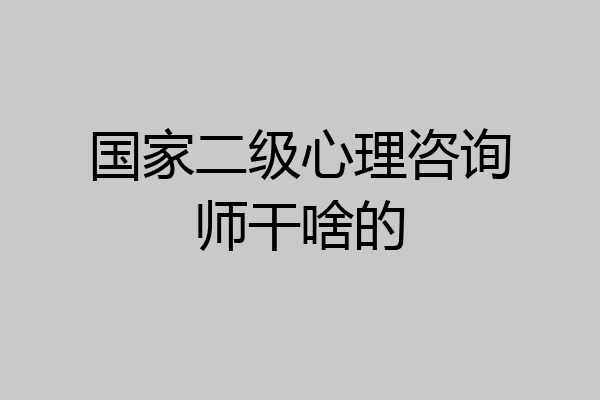 国家二级心理咨询师干啥的