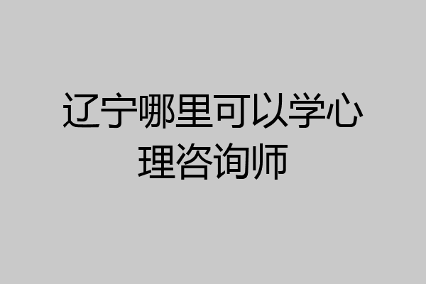 辽宁哪里可以学心理咨询师