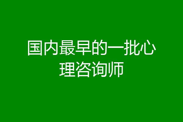 国内最早的一批心理咨询师