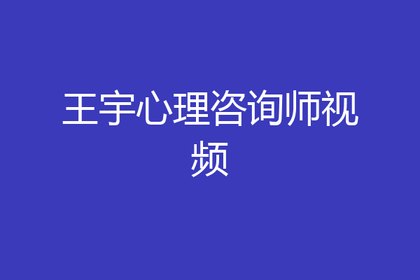 王宇心理咨询师视频
